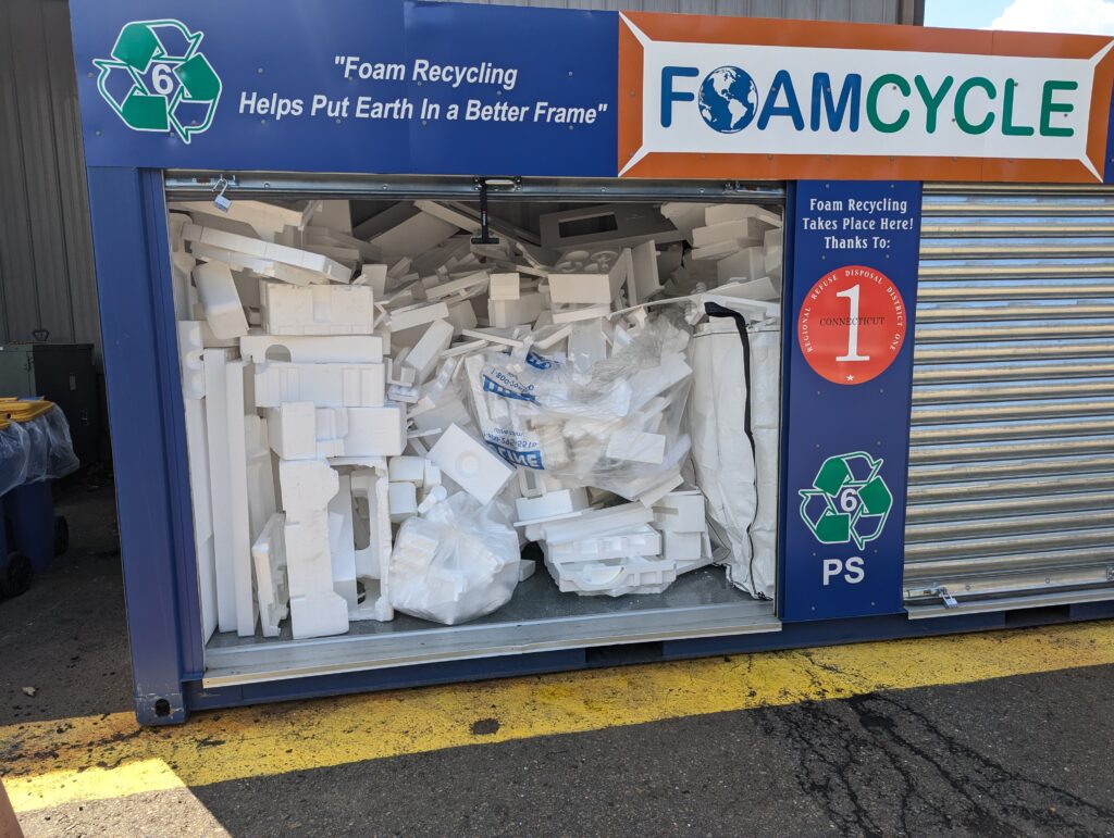 Foam Cycle collection container at RRDD1 filled with foam packaging